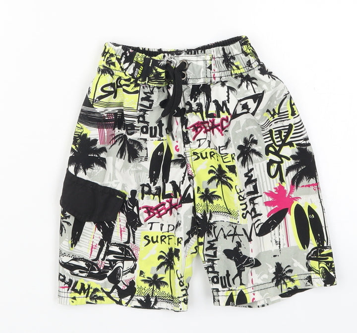 Rebel Surf Boys Multicoloured Geometric Sweat Shorts Size 3-4 Years - Graphic Beach Palm Surf