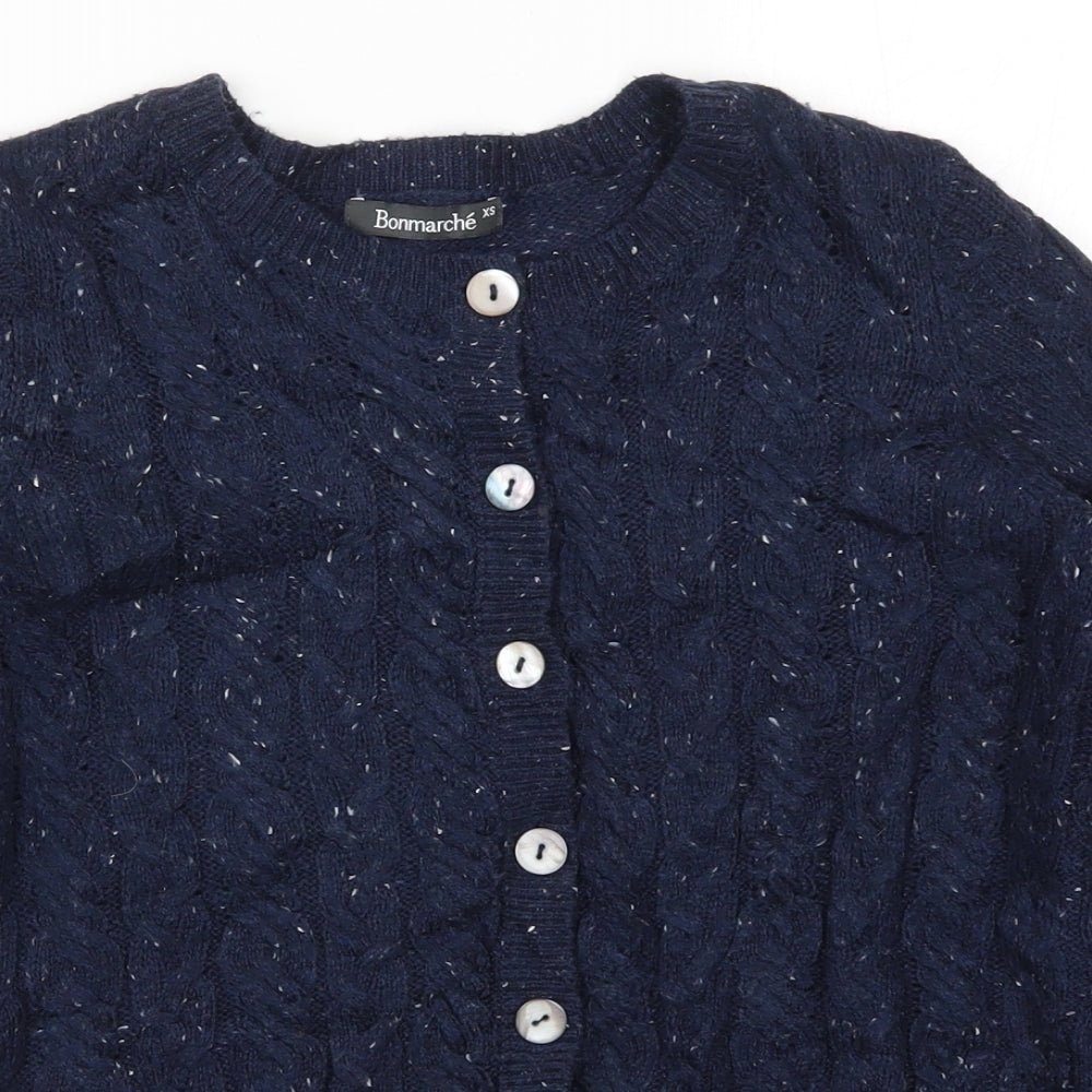 Bonmarché Womens Blue  Knit Cardigan Jumper Size XS