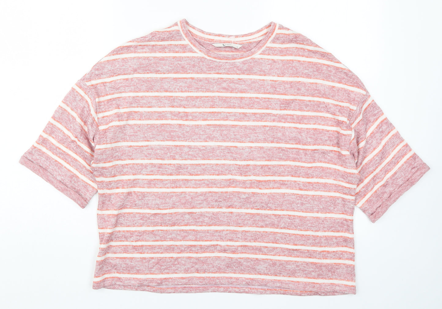 TU Womens Pink Striped  Basic T-Shirt Size 12