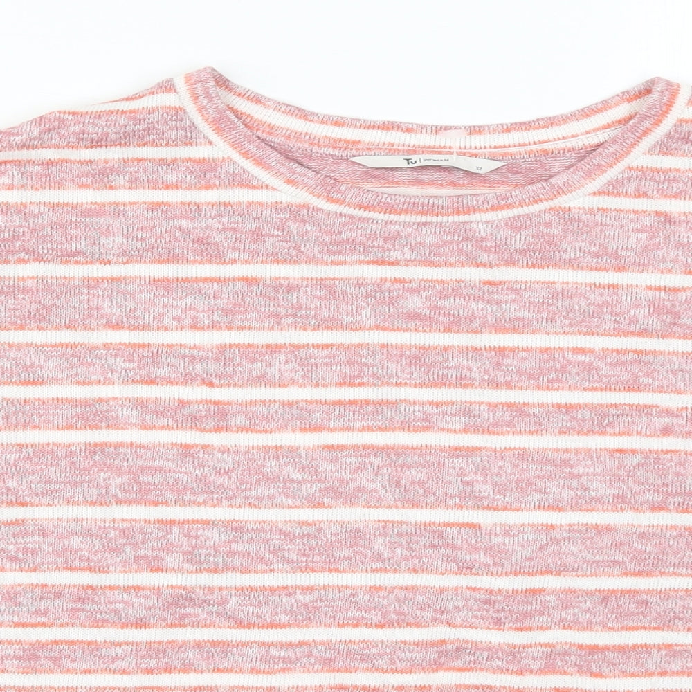 TU Womens Pink Striped  Basic T-Shirt Size 12