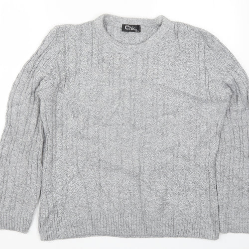 CHIC Womens Grey  Knit Pullover Jumper Size M