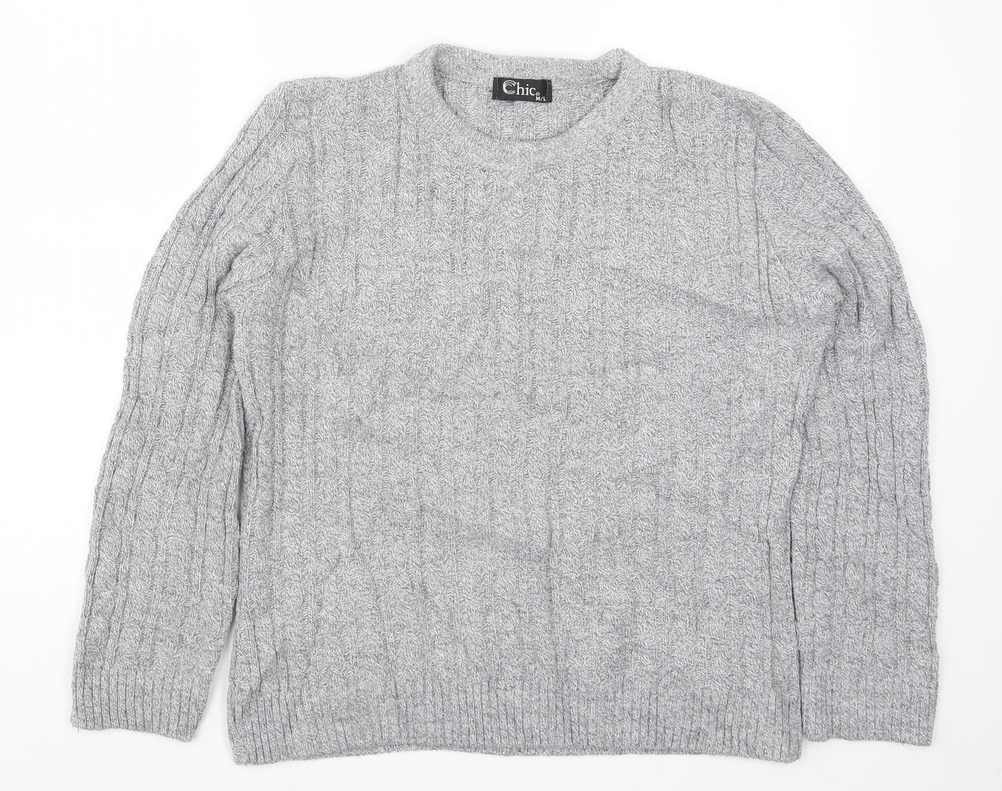 CHIC Womens Grey  Knit Pullover Jumper Size M