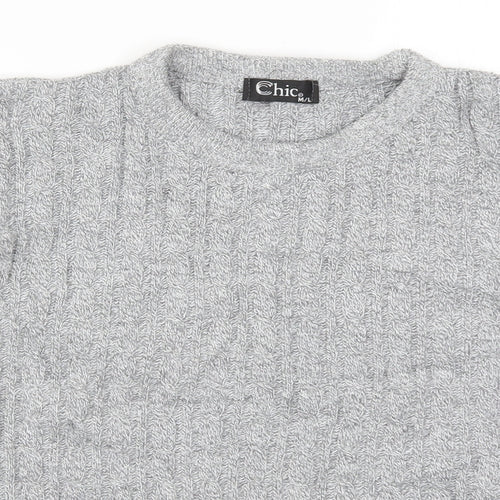 CHIC Womens Grey  Knit Pullover Jumper Size M