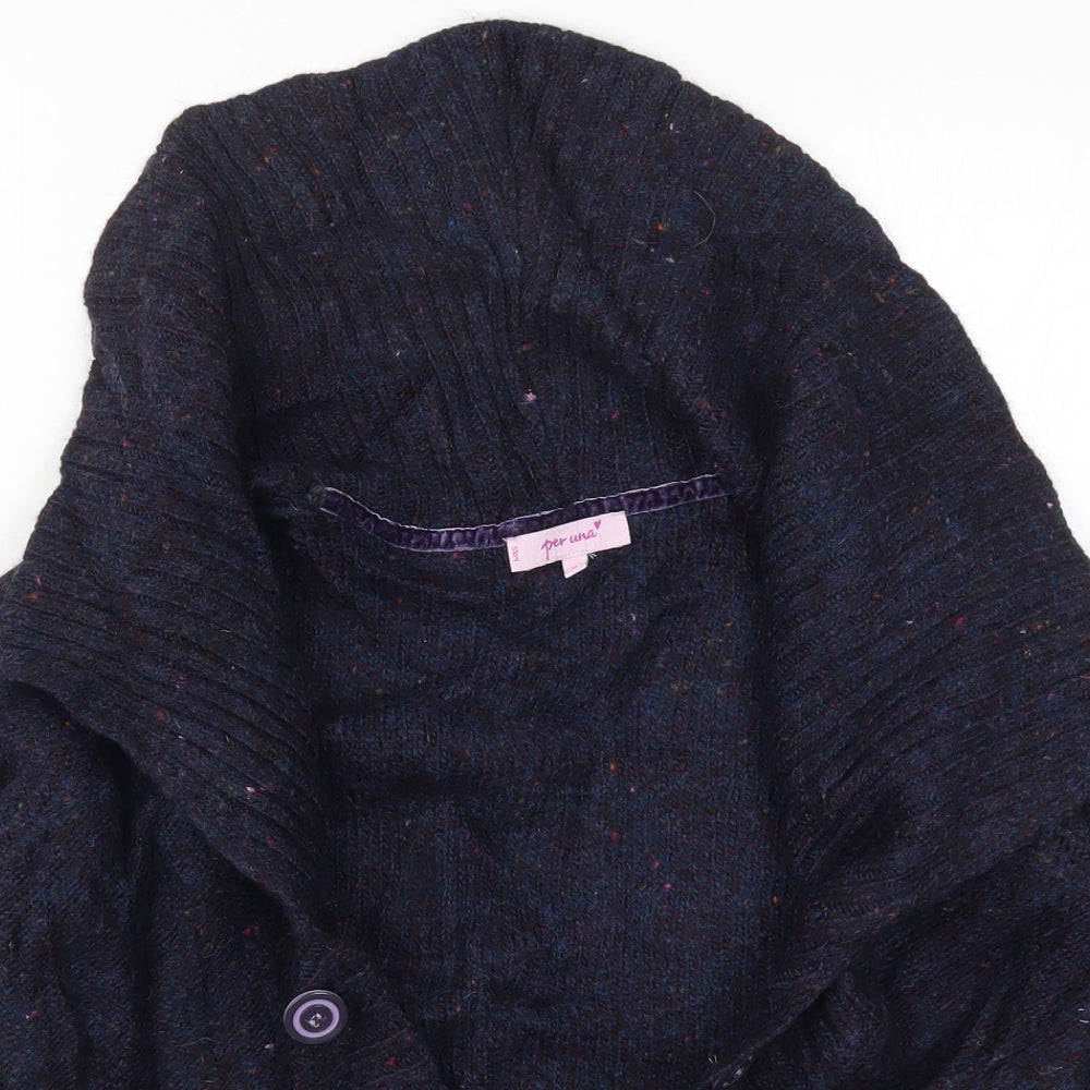 Per Una Womens Blue  Knit Cardigan Jumper Size M
