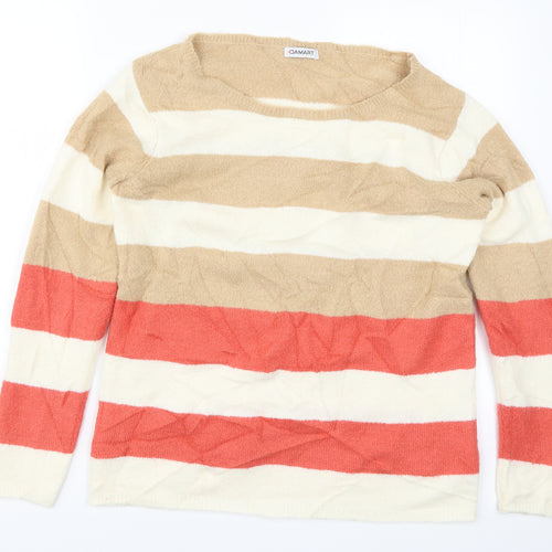 Damart Womens Beige Striped Knit Pullover Jumper Size 10  - Pink