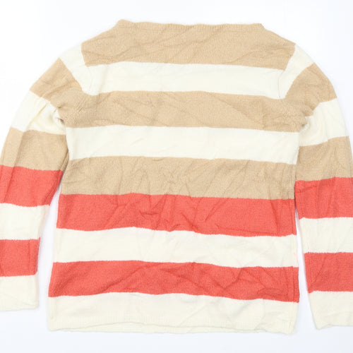 Damart Womens Beige Striped Knit Pullover Jumper Size 10  - Pink