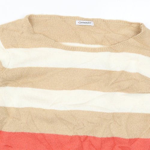 Damart Womens Beige Striped Knit Pullover Jumper Size 10  - Pink