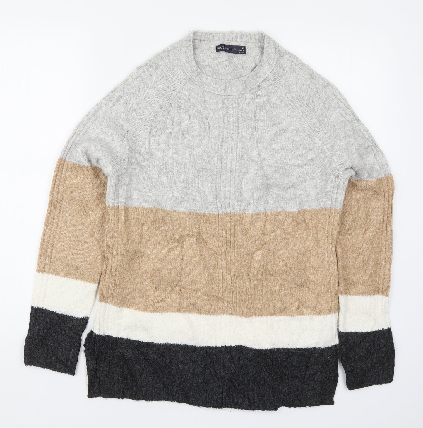 Marks and Spencer Womens Beige Striped Knit Pullover Jumper Size XS