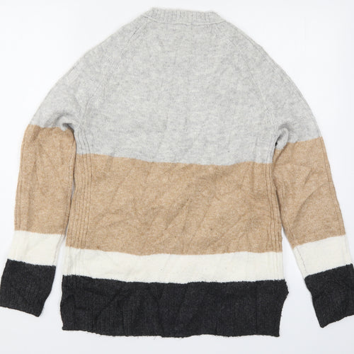 Marks and Spencer Womens Beige Striped Knit Pullover Jumper Size XS
