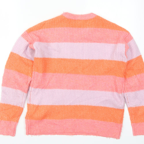 Primark Womens Pink Striped Knit Pullover Jumper Size 4