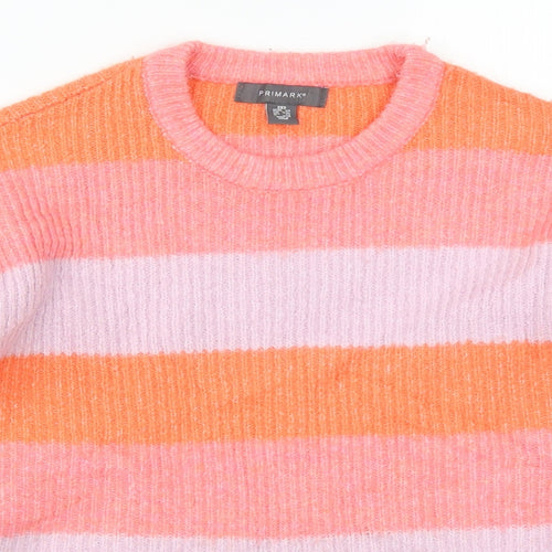 Primark Womens Pink Striped Knit Pullover Jumper Size 4