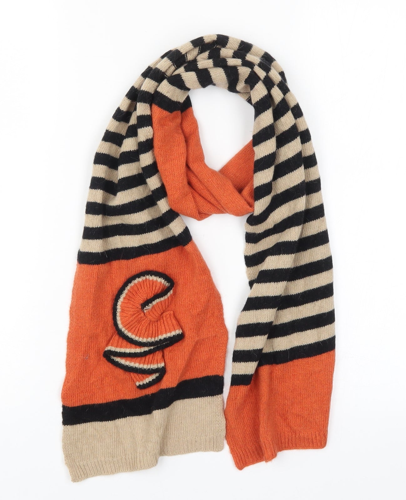 Alice Hannah Womens Orange Striped   Scarf   - Beige