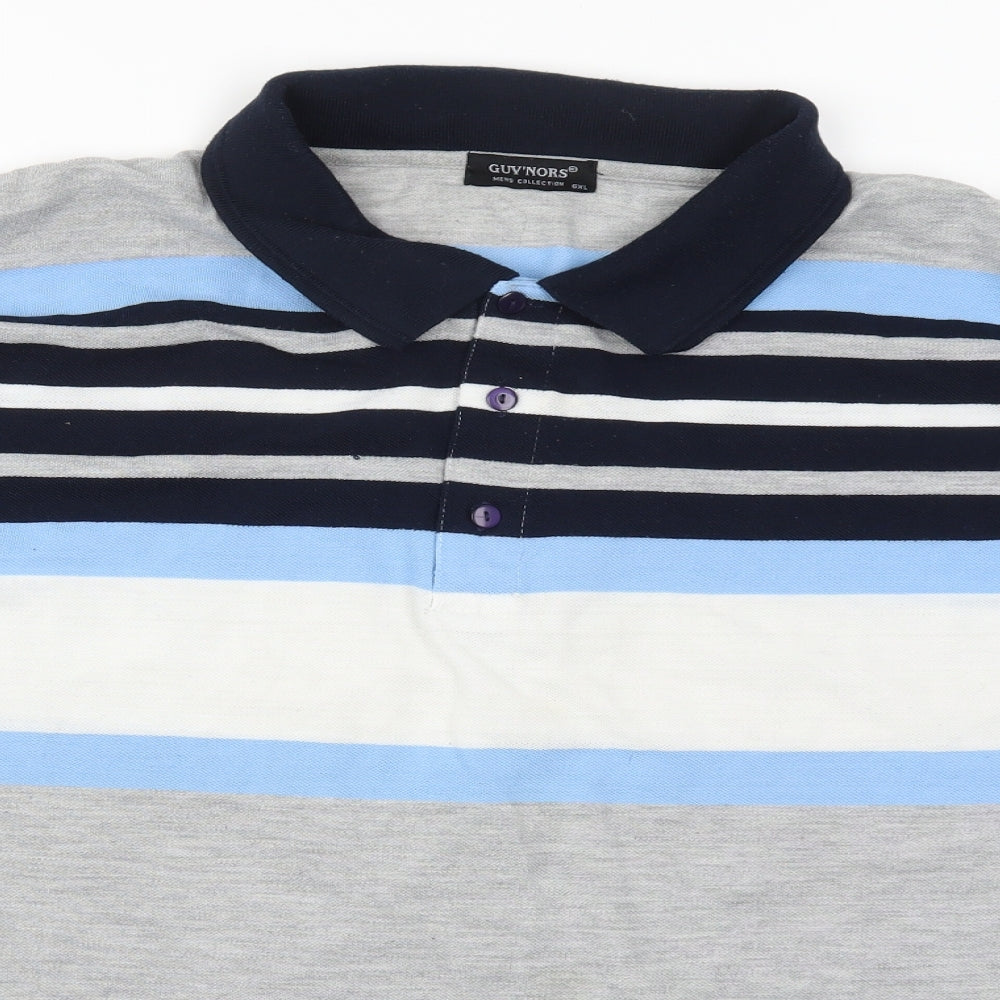 Guvnors Mens Blue Striped   Polo Size Big 6X