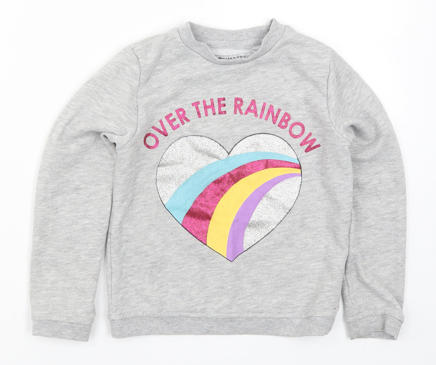 Primark Girls Grey   Pullover Sweatshirt Size 6-7 Years  - Over the Rainbow