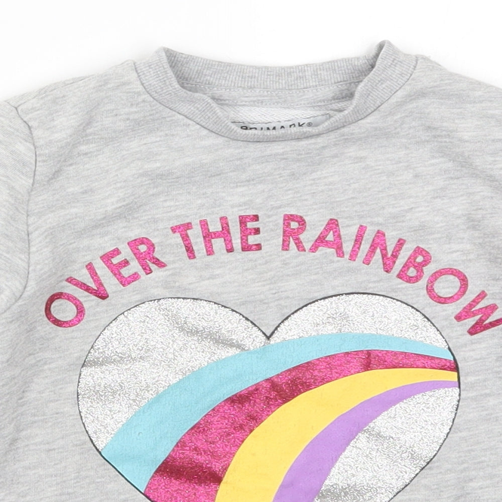 Primark Girls Grey   Pullover Sweatshirt Size 6-7 Years  - Over the Rainbow