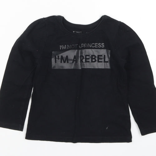 Young Dimension Girls Black   Basic T-Shirt Size 3-4 Years  - I'm Not a Princess I'm a Rebel