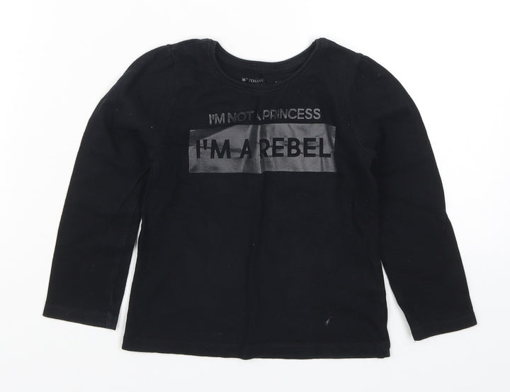 Young Dimension Girls Black   Basic T-Shirt Size 3-4 Years  - I'm Not a Princess I'm a Rebel