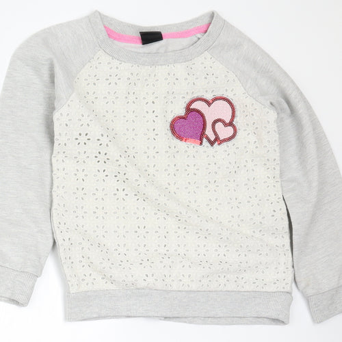Mac Girls Grey   Pullover Sweatshirt Size 5-6 Years  - Love Hearts