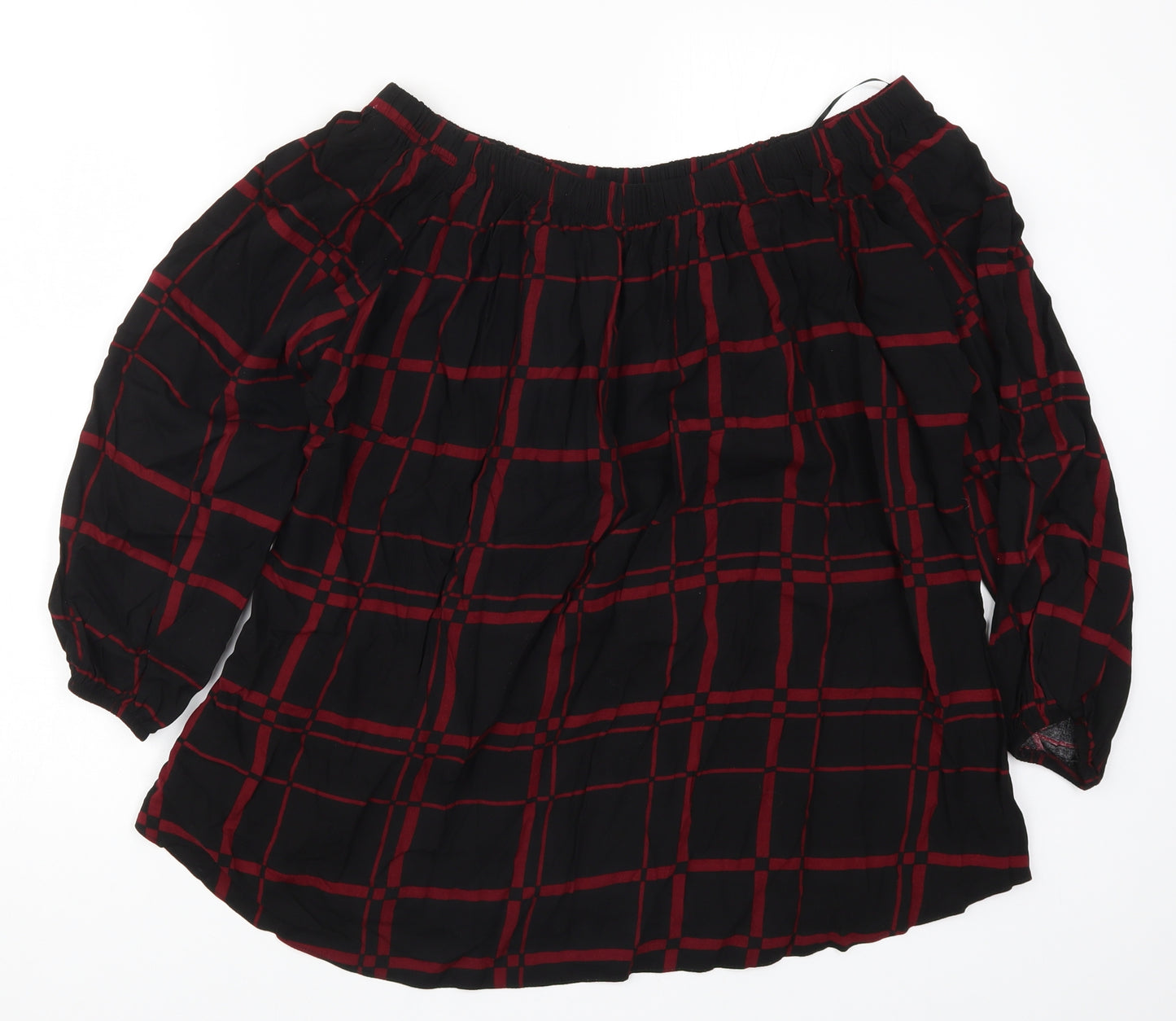 Select Womens Black Check  Basic Blouse Size 16  - Red