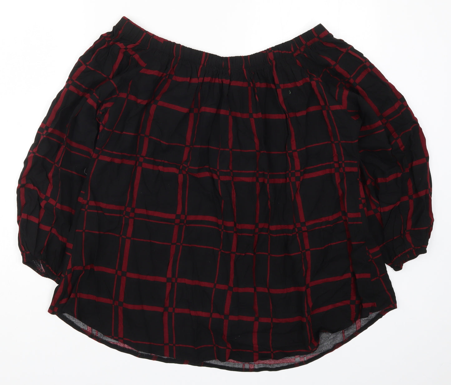 Select Womens Black Check  Basic Blouse Size 16  - Red