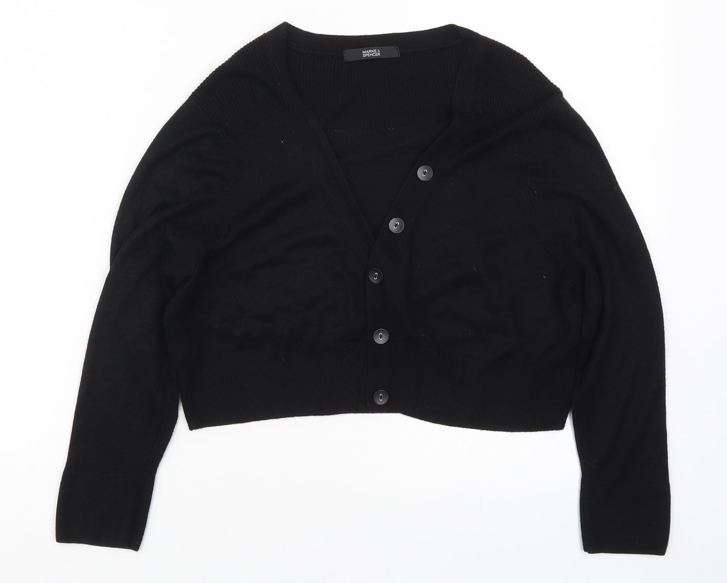 Marks and Spencer Womens Black  Knit Cardigan Jumper Size 14
