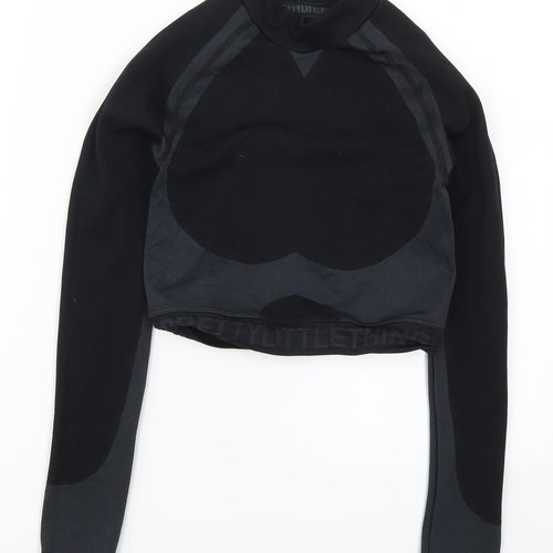PRETTYLITTLETHING Womens Black   Cropped T-Shirt Size M