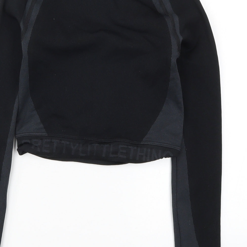 PRETTYLITTLETHING Womens Black   Cropped T-Shirt Size M