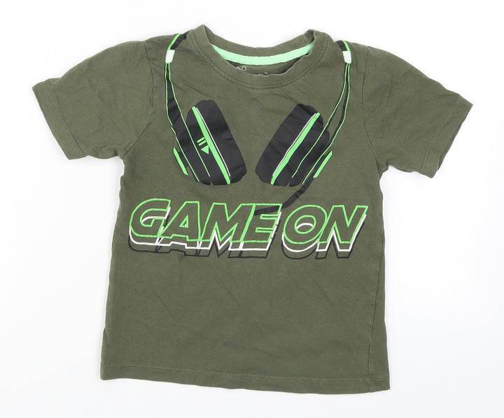 Bullabaloo Boys Green   Basic T-Shirt Size 7-8 Years  - Game On