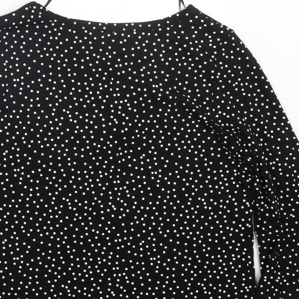 M&Co Womens Black Polka Dot  Basic Blouse Size 10