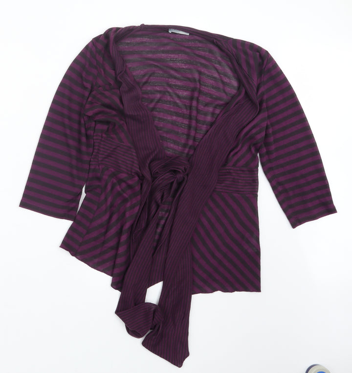 Per Una Womens Purple Striped Knit Cardigan Jumper Size 12