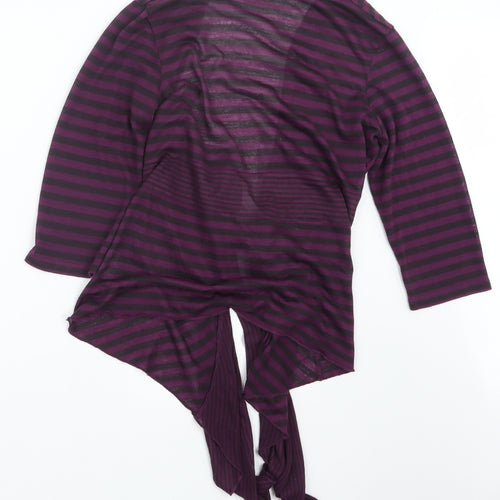 Per Una Womens Purple Striped Knit Cardigan Jumper Size 12
