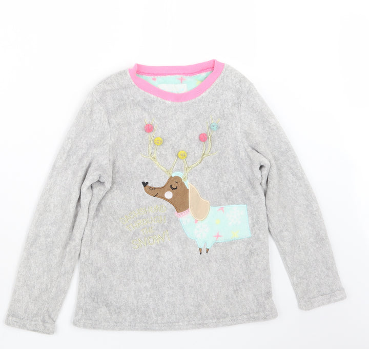 Primark Girls Grey Geometric Top Pyjama Top Size 10-11 Years