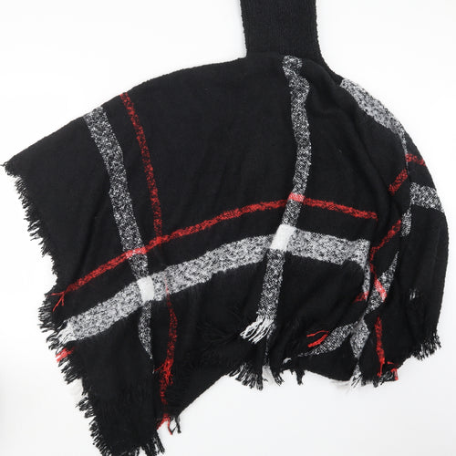 b. you Womens Black Check Knit Cape Jumper One Size