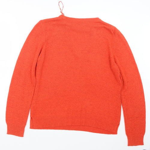Papaya Womens Orange  Knit Pullover Jumper Size L