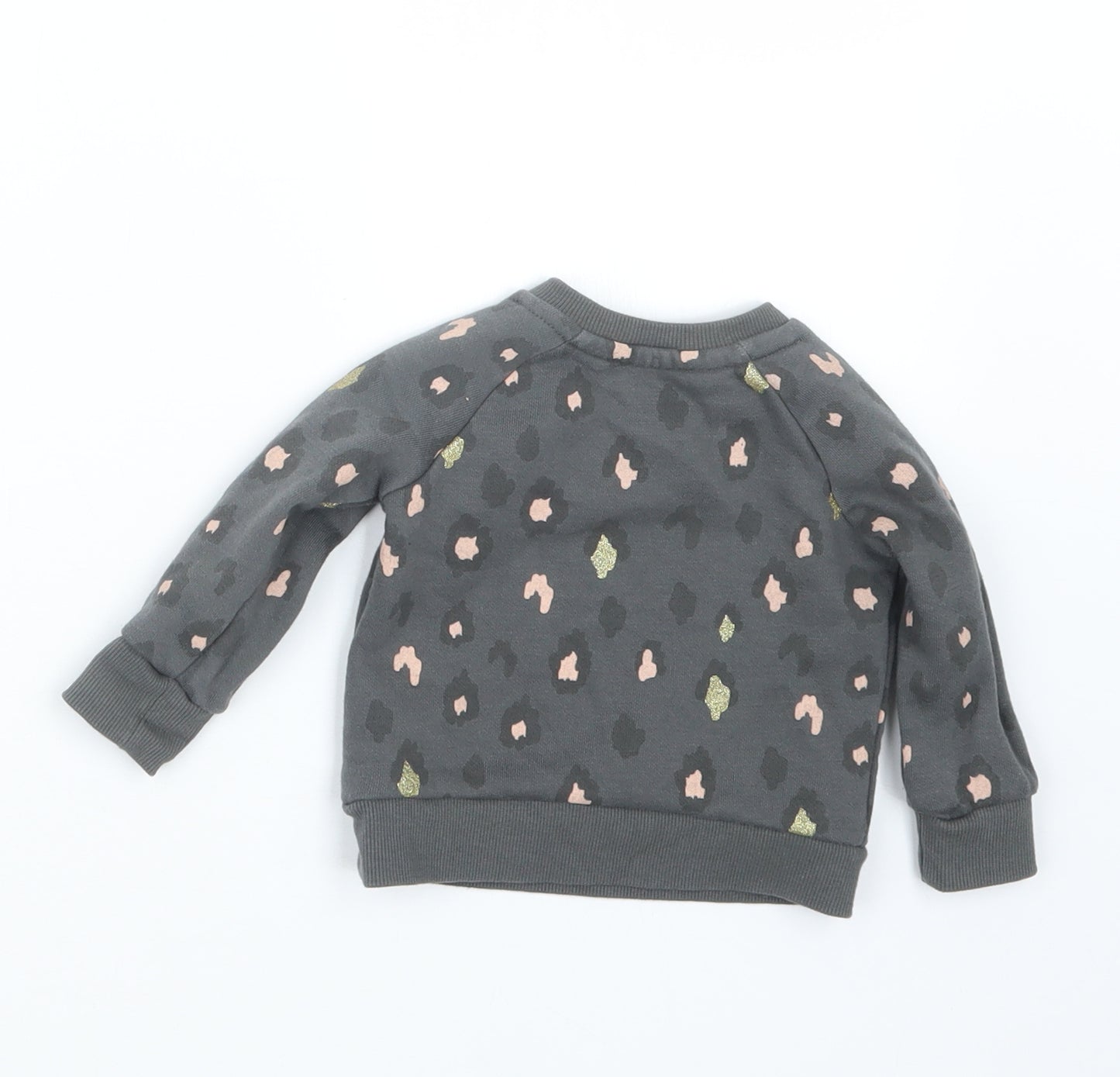 Primark Girls Grey Animal Print  Pullover Jumper Size 3-6 Months