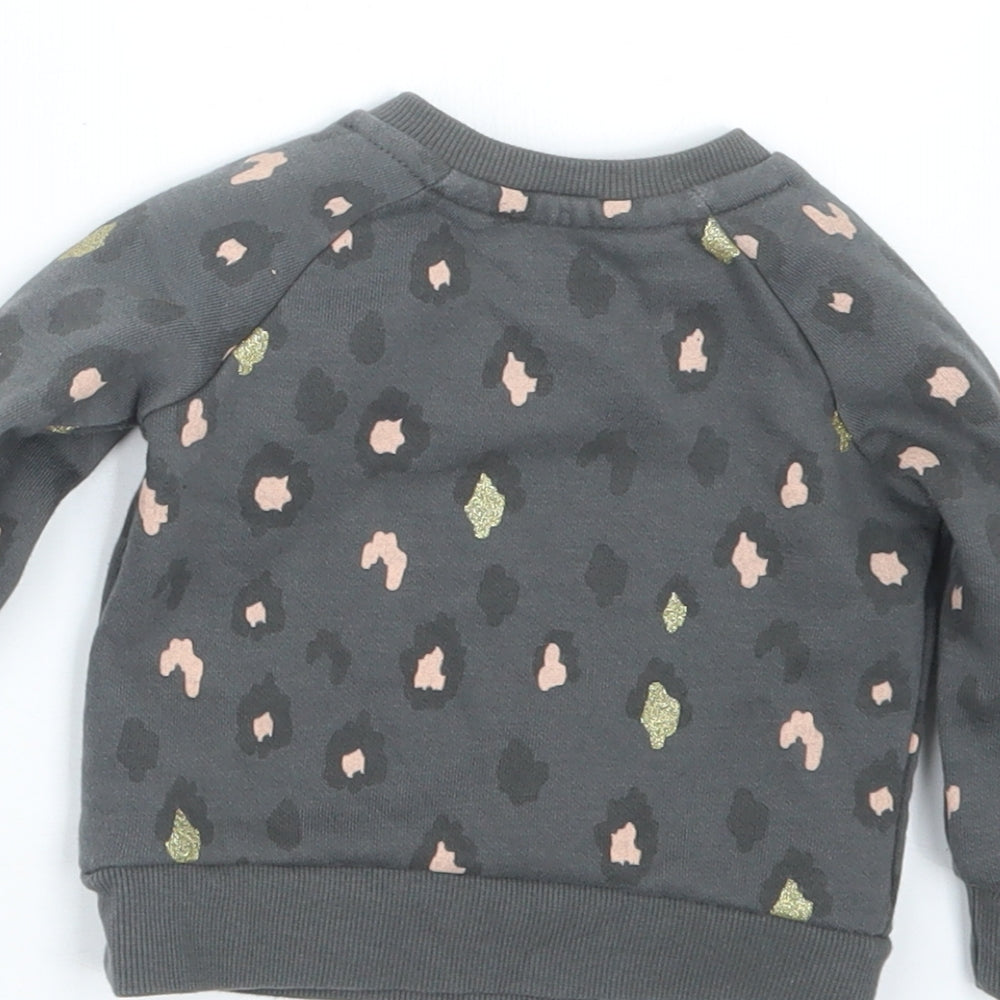 Primark Girls Grey Animal Print  Pullover Jumper Size 3-6 Months
