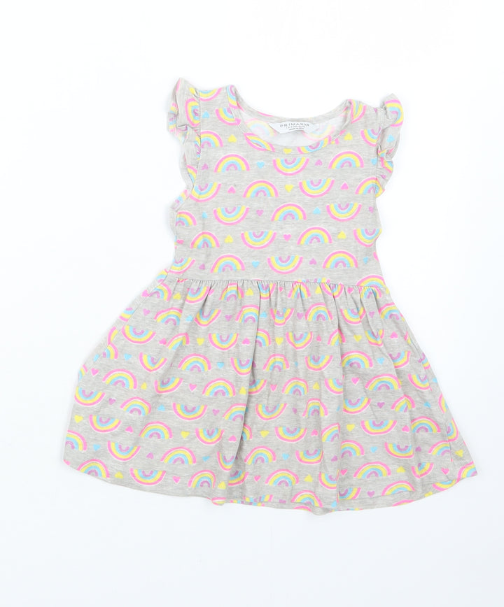 Primark Girls Grey Geometric  T-Shirt Dress  Size 18-24 Months