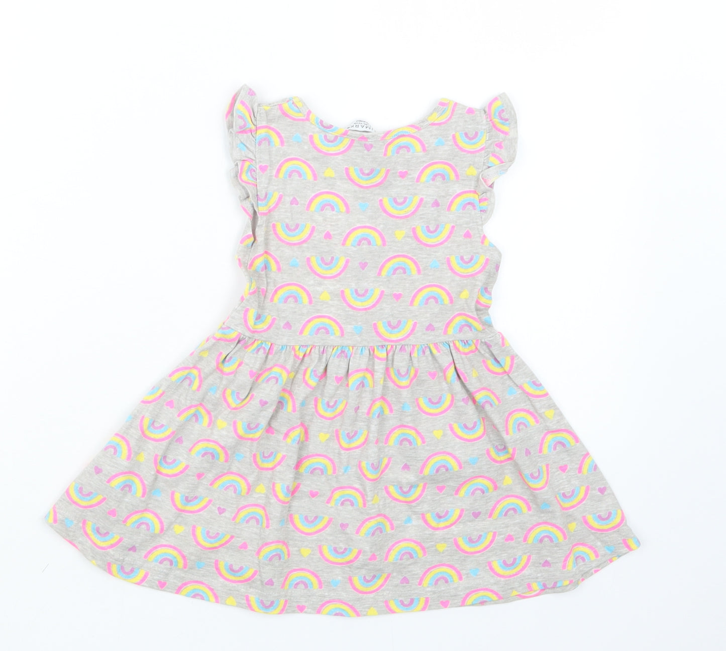 Primark Girls Grey Geometric  T-Shirt Dress  Size 18-24 Months