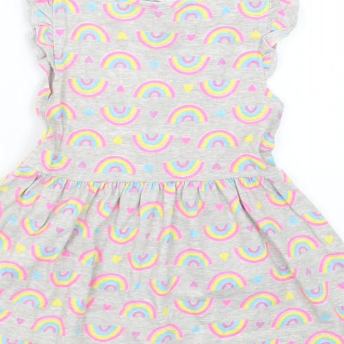 Primark Girls Grey Geometric  T-Shirt Dress  Size 18-24 Months