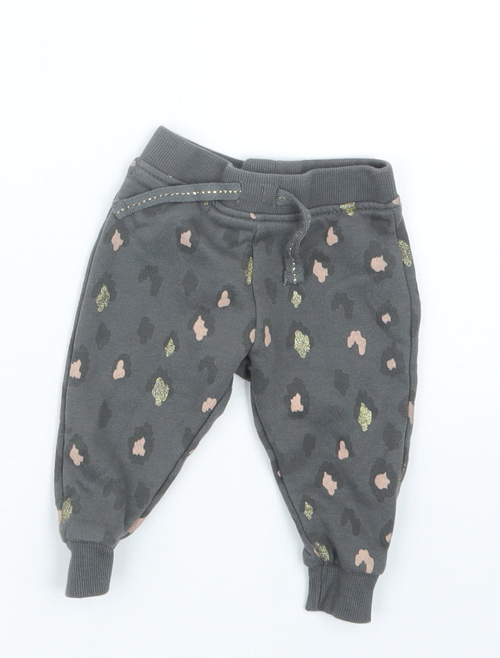 Primark Girls Grey Animal Print  Jogger Trousers Size 3-6 Months