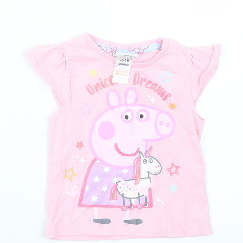 Peppa Pig Girls Pink Geometric  Babydoll Pyjama Top Size 12-18 Months  - Peppa Pig