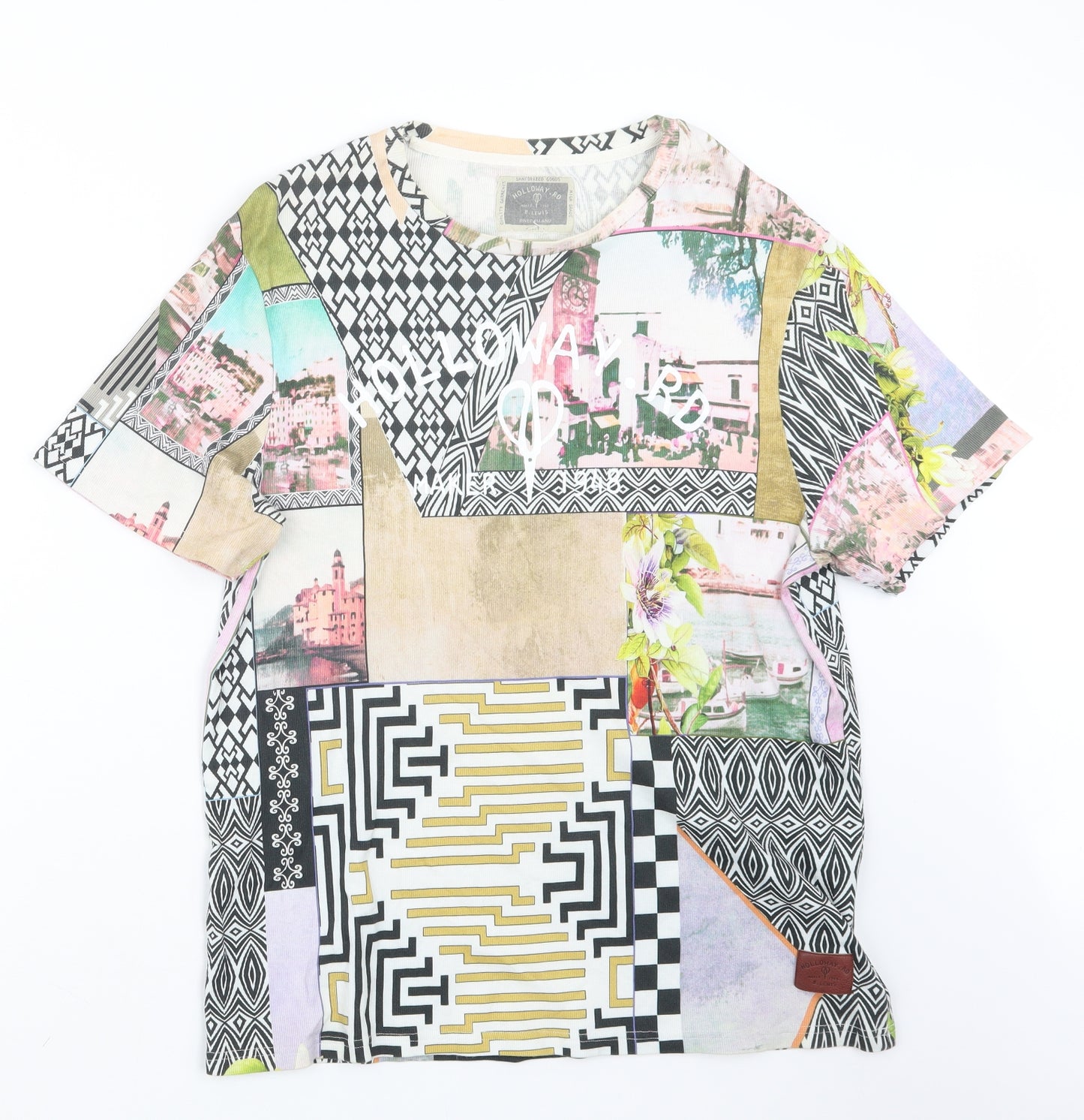 River Island Womens Black Geometric  Basic T-Shirt Size L