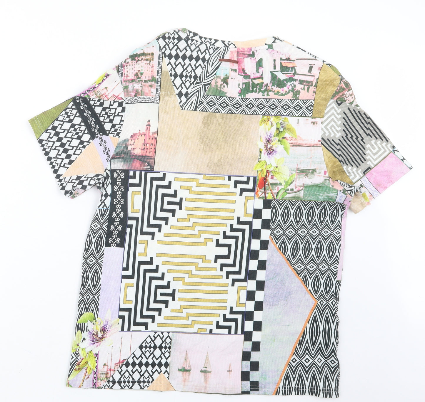 River Island Womens Black Geometric  Basic T-Shirt Size L
