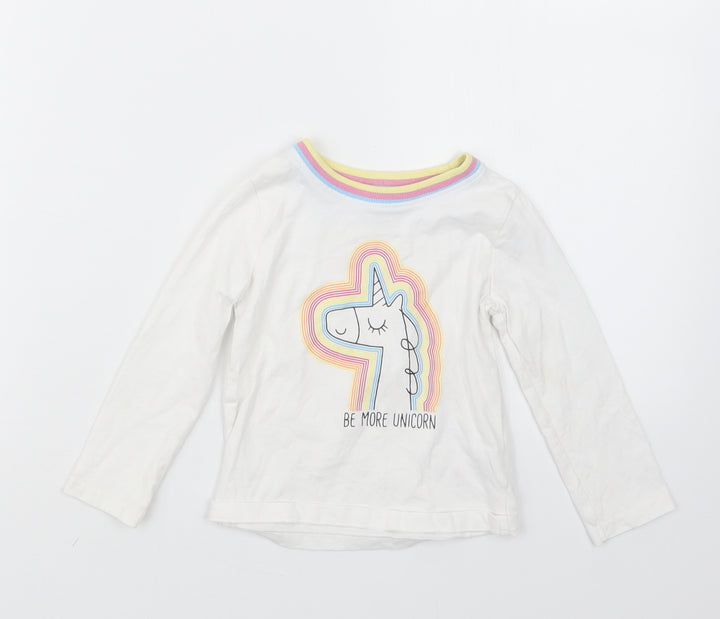 M&Co Girls White Basic T-Shirt Size 12-18 Months