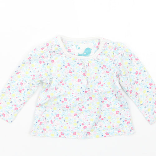 TU Girls Blue Floral  Basic T-Shirt Size 0-3 Months