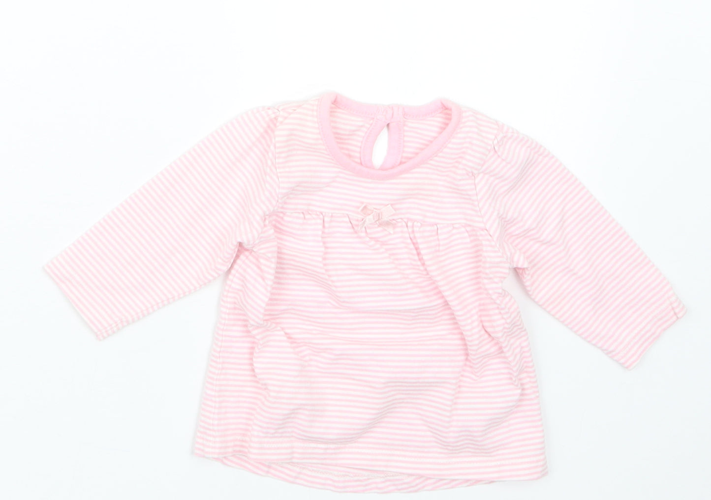 George Girls Pink Striped  Basic T-Shirt Size 0-3 Months