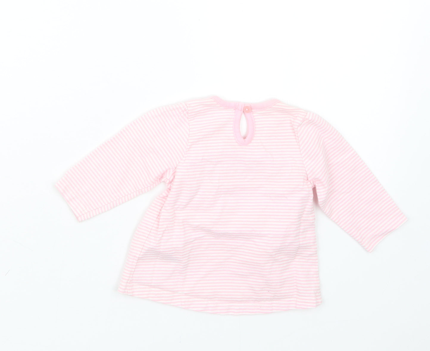 George Girls Pink Striped  Basic T-Shirt Size 0-3 Months