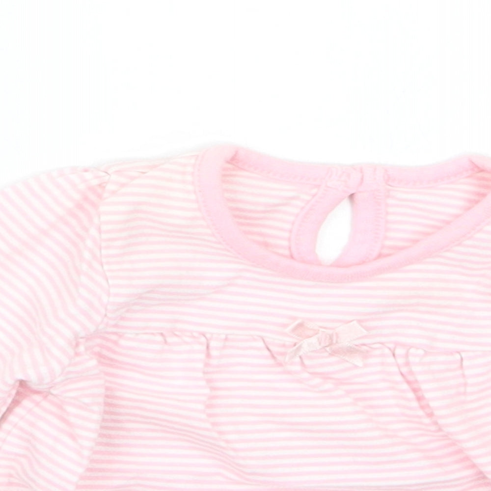 George Girls Pink Striped  Basic T-Shirt Size 0-3 Months