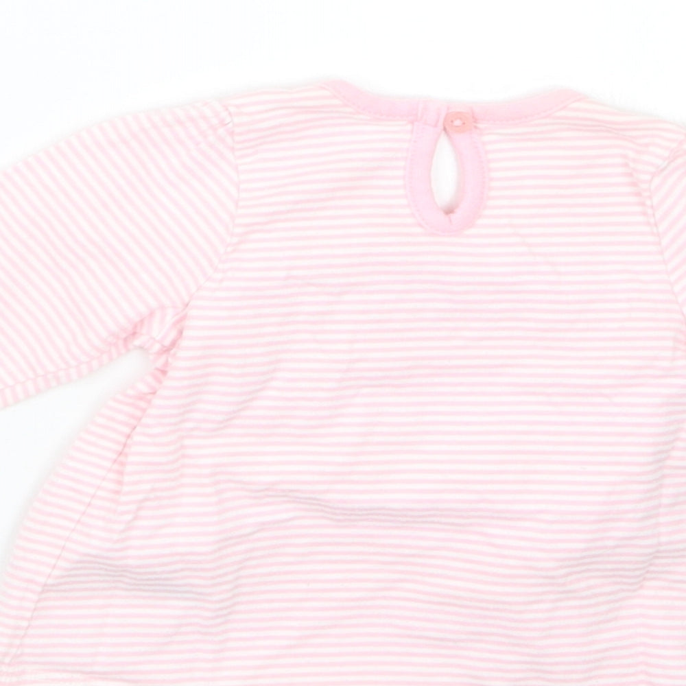 George Girls Pink Striped  Basic T-Shirt Size 0-3 Months