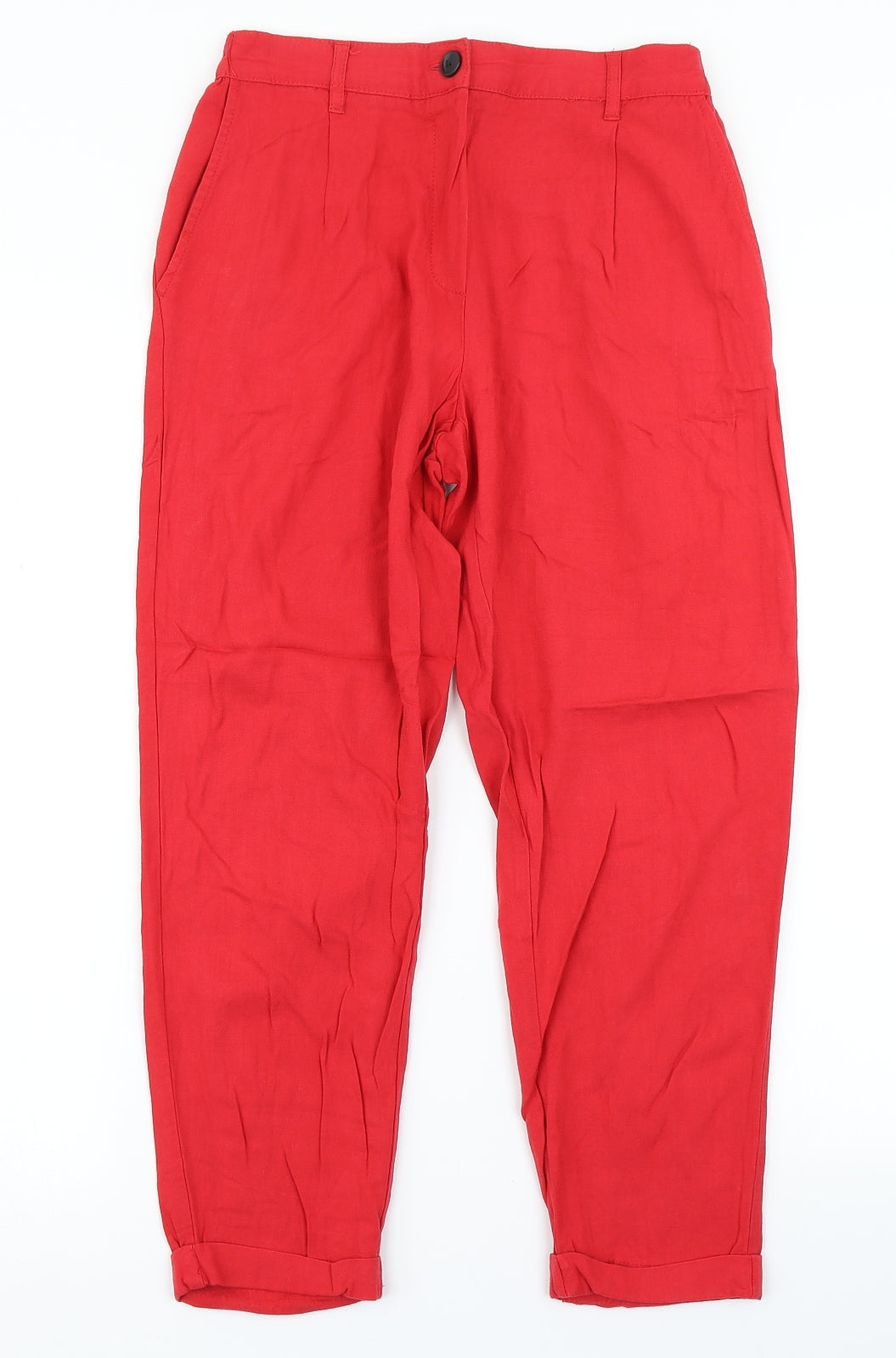 Bershka Womens Red   Pedal Pusher Trousers Size M L22 in